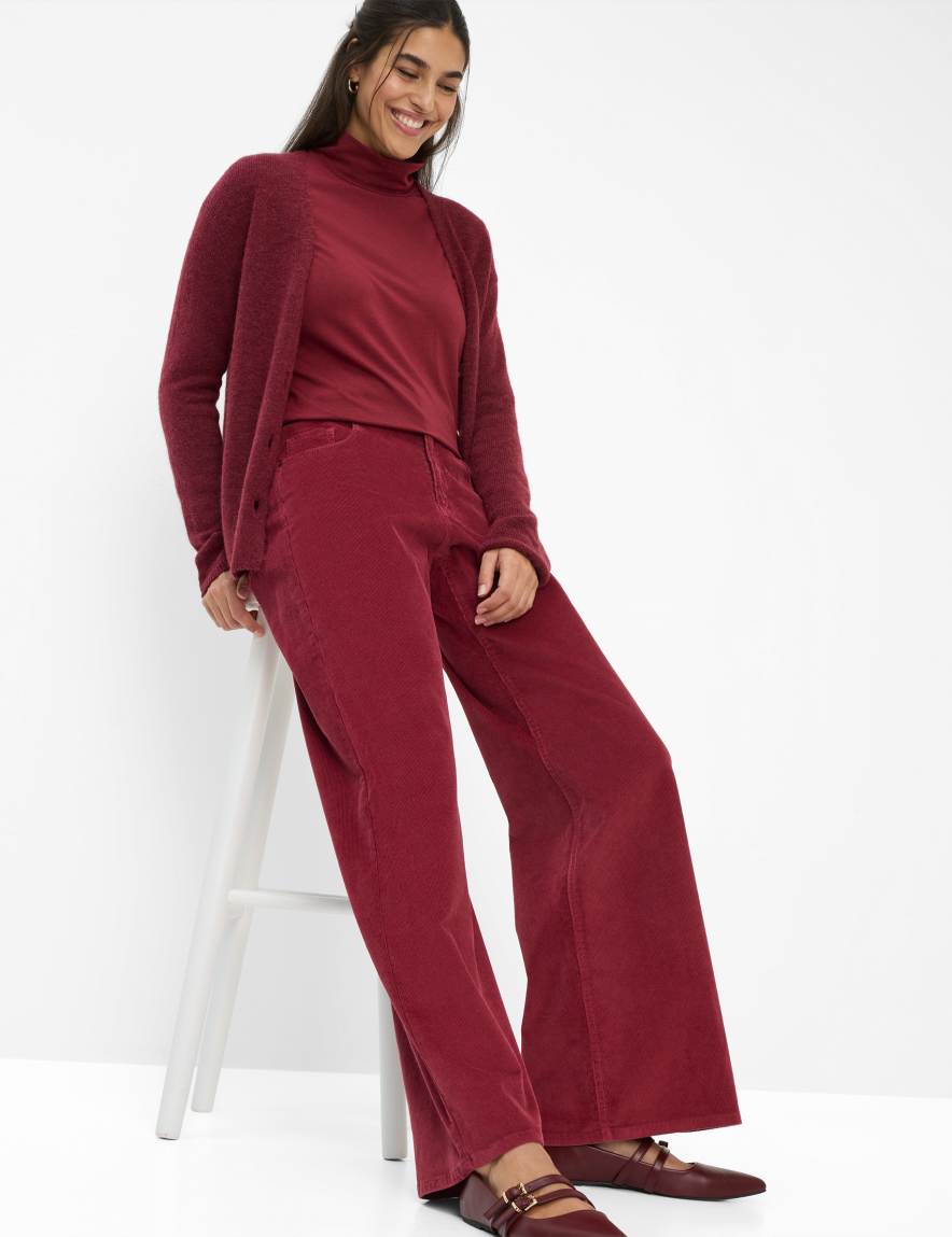 Eurex By Brax Women's Fashion Pants Style MORGAN Dark Red Wide Leg