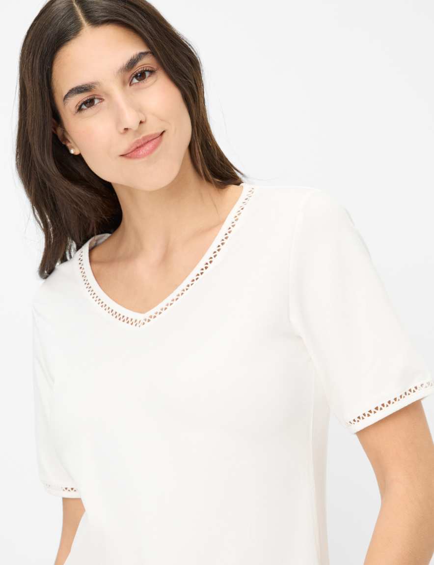 Eurex By Brax Women's Fashion T-shirts Style CARINA Cream White