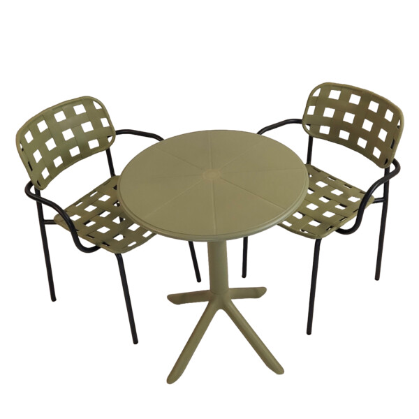 Europa Leisure Anders Bistro Table Avocado Green With 2 Karin Armchairs Avocado And Black - Europa Leisure (UK)