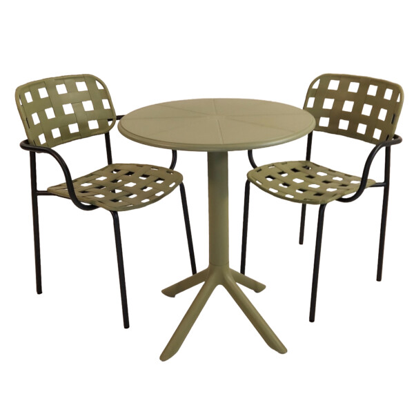 Europa Leisure Anders Bistro Table Avocado Green With 2 Karin Armchairs Avocado And Black - Europa Leisure (UK)