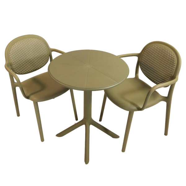 Europa Leisure Anders Bistro Table Avocado Green With 2 Stina Armchairs Avocado Green - Europa Leisure (UK)