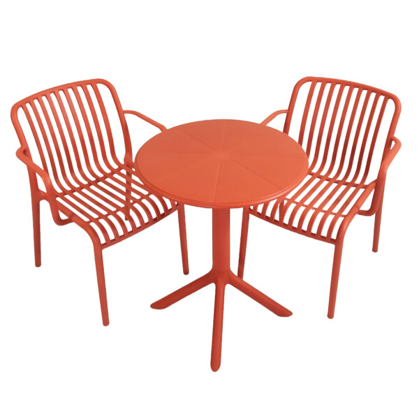 Europa Leisure Anders Bistro Table Chilli Red With 2 Alma Armchair Chilli Red - Europa Leisure (UK)