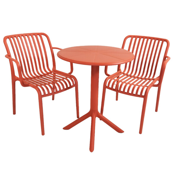 Europa Leisure Anders Bistro Table Chilli Red With 2 Alma Armchair Chilli Red - Europa Leisure (UK)