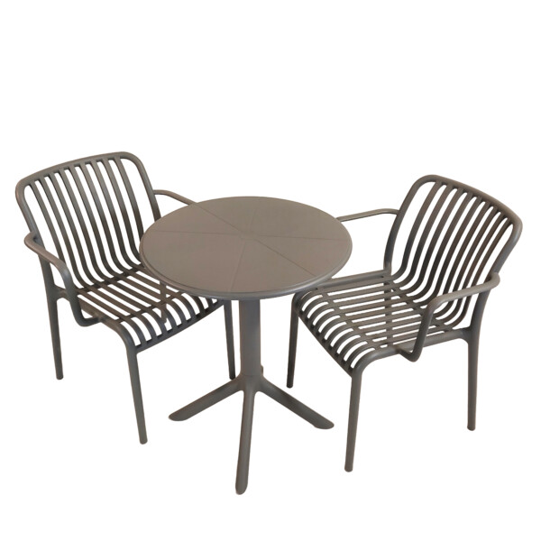 Europa Leisure Anders Bistro Table Nickel Grey With 2 Alma Armchair Nickel Grey - Europa Leisure (UK)