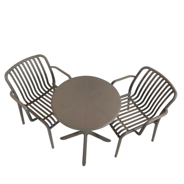 Europa Leisure Anders Bistro Table Nickel Grey With 2 Alma Armchair Nickel Grey - Europa Leisure (UK)
