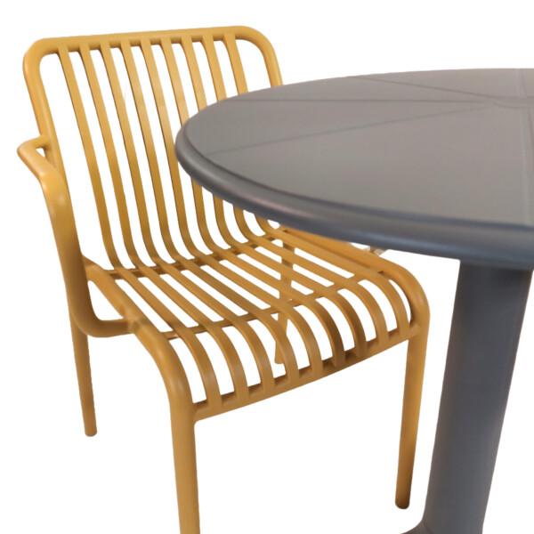 Europa Leisure Anders Bistro Table Nickel Grey With 2 Alma Armchair Saffron Yellow - Europa Leisure (UK)