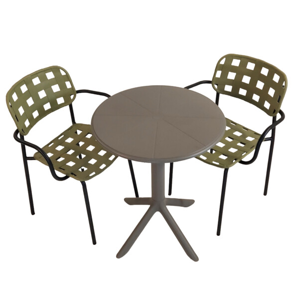 Europa Leisure Anders Bistro Table Nickel Grey With 2 Karin Armchairs Avocado And Black - Europa Leisure (UK)