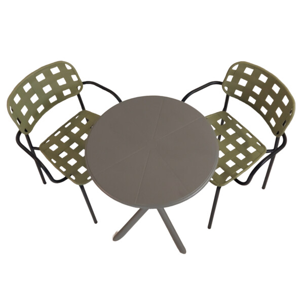 Europa Leisure Anders Bistro Table Nickel Grey With 2 Karin Armchairs Avocado And Black - Europa Leisure (UK)