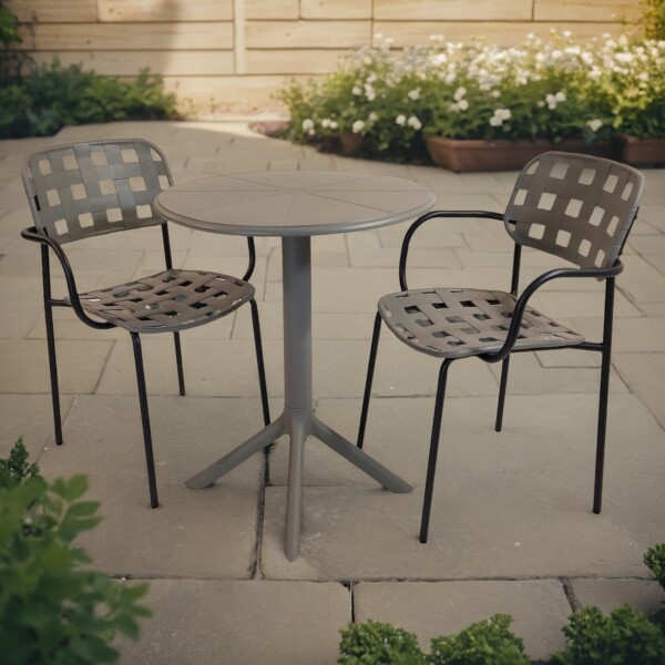 europa leisure Anders bistro table Nickel Grey with 2 Karin armchairs Nickel Grey and Black - Europa Leisure (UK)