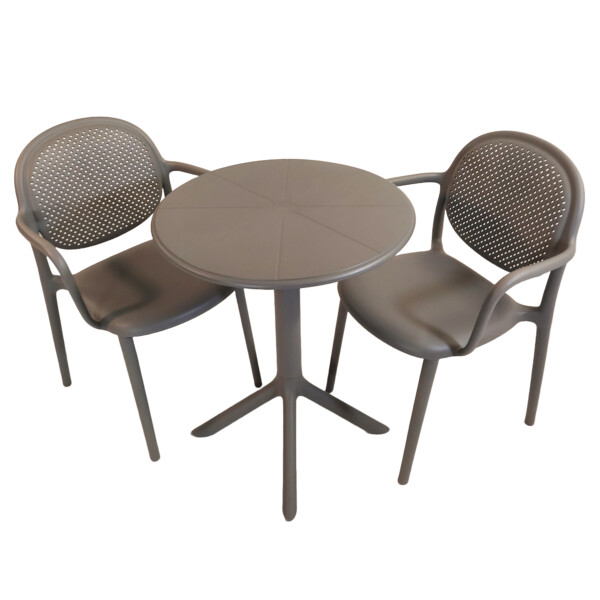 Europa Leisure Anders Bistro Table Nickel Grey With 2 Stina Armchairs Nickel Grey - Europa Leisure (UK)