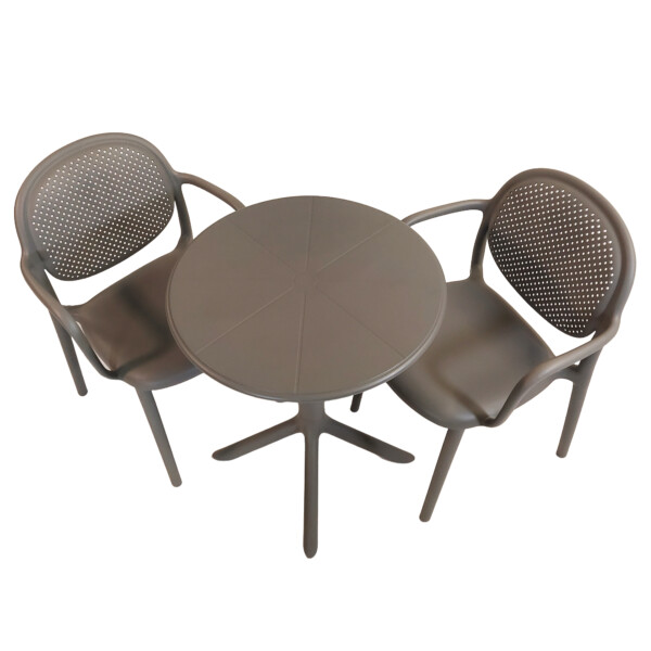 Europa Leisure Anders Bistro Table Nickel Grey With 2 Stina Armchairs Nickel Grey - Europa Leisure (UK)
