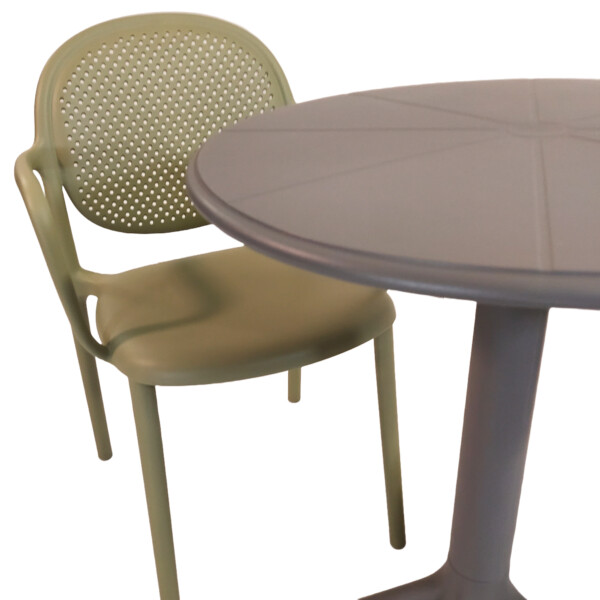 Europa Leisure Anders Bistro Table Nickel Grey With 2 Stina Armchairs Avocado Green - Europa Leisure (UK)