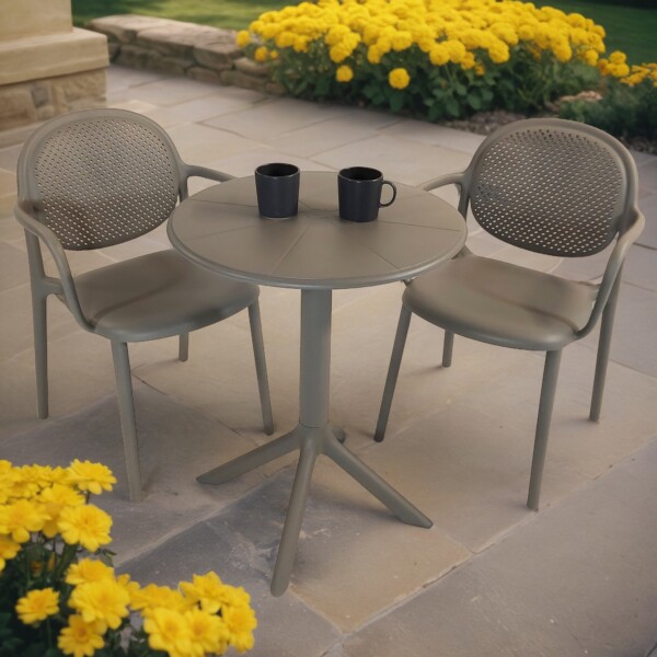 europa leisure Anders bistro table Nickel Grey with 2 Stina armchairs Nickel Grey - Europa Leisure (UK)