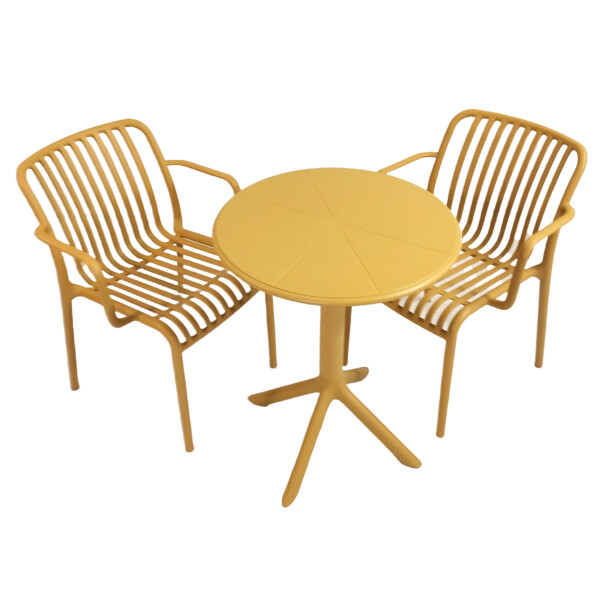 Europa Leisure Anders Bistro Table Saffron Yellow With 2 Alma Armchair Saffron Yellow - Europa Leisure (UK)