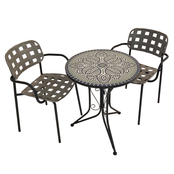 Europa Leisure Antigua Bistro 60cm Table With Karin Chairs In Grey & Black