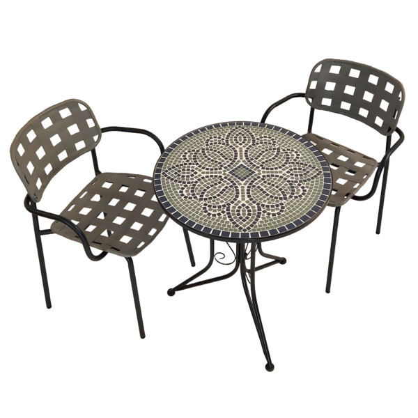 Europa Leisure Antigua Bistro 60cm Table With Karin Chairs In Grey & Black