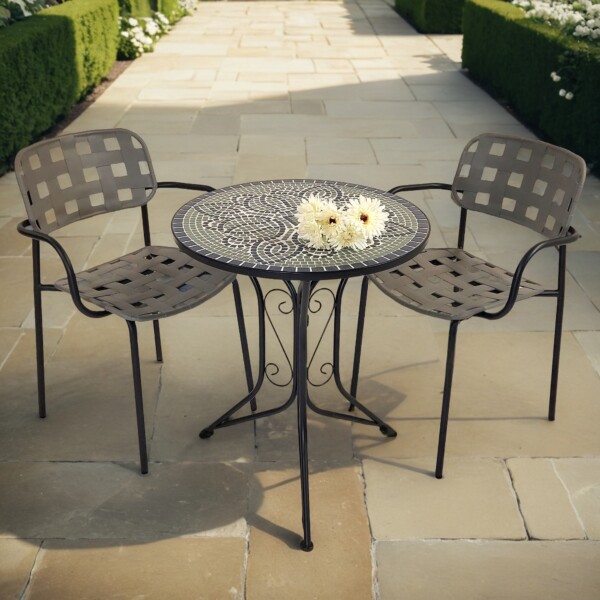 europa leisure Antigua Bistro 60cm Table with Karin Chairs in Grey & Black