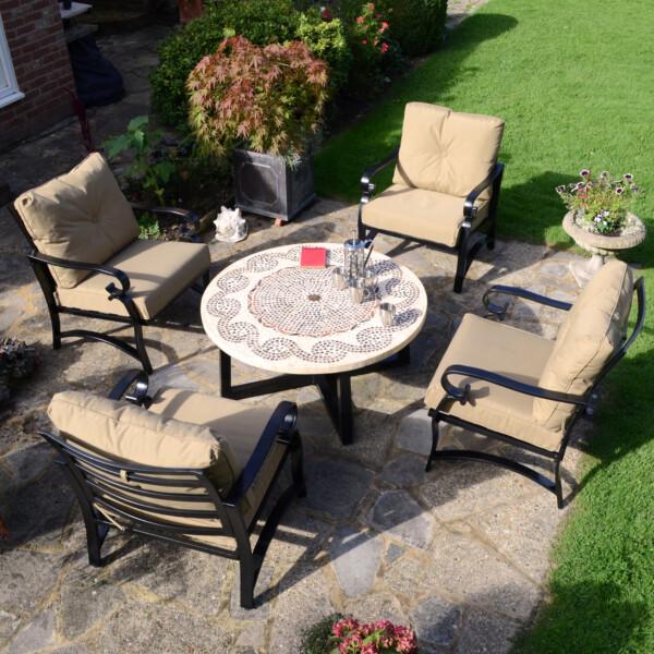 europa leisure AVIGNON 110cm COFFEE Table with 4 WINDSOR DELUXE LOUNGE Chair Set