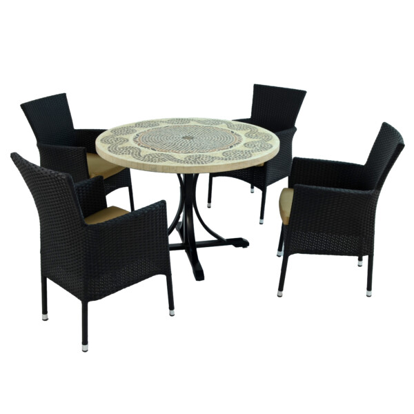 Europa Leisure AVIGNON Dining Table With 4 STOCKHOLM Black Chairs Set