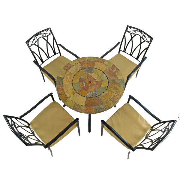Europa Leisure BAYFIELD FIREPIT 89cm Table With 4 ASCOT Chairs Set