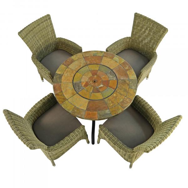 Europa Leisure BAYFIELD FIREPIT 89cm Table With 4 DORCHESTER Chairs Set