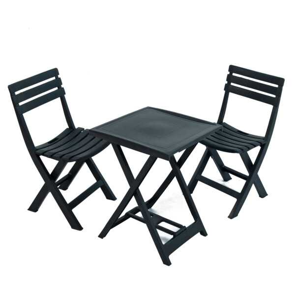 Europa Leisure BORETTO Folding Table With 2 BRESCIA Chairs Set Anthracite