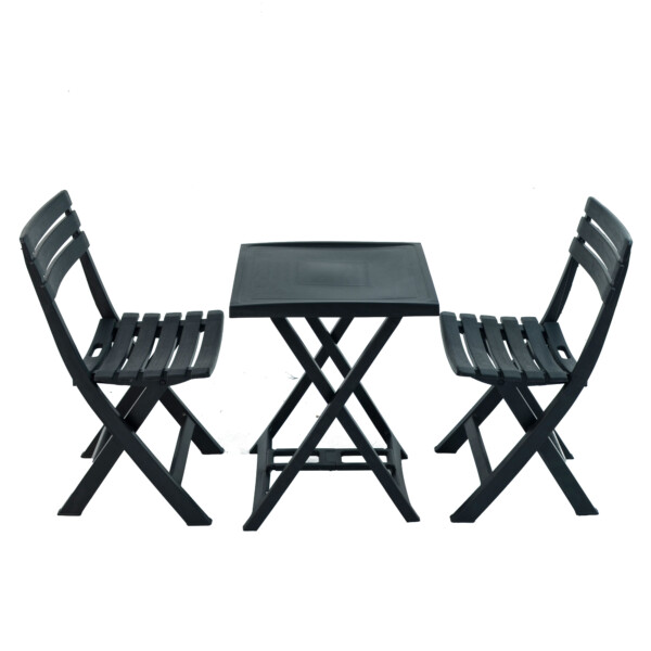 Europa Leisure BORETTO Folding Table With 2 BRESCIA Chairs Set Anthracite