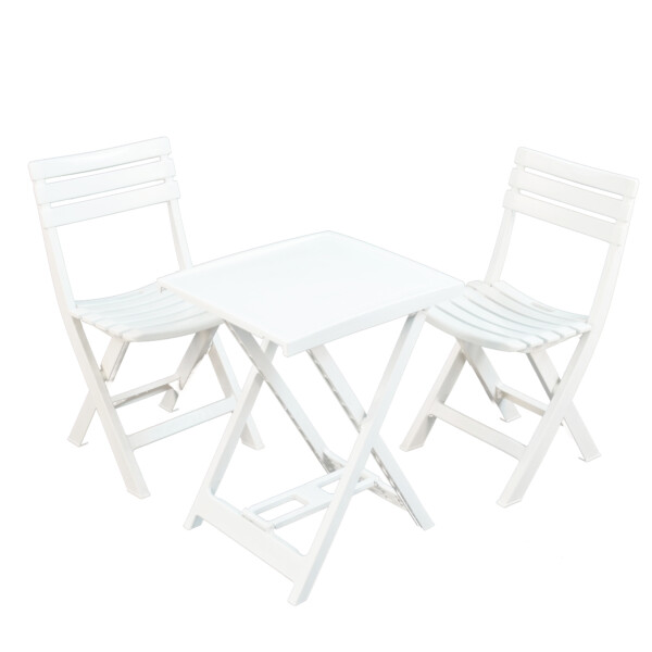 Europa Leisure BORETTO Folding Table With 2 BRESCIA Chairs Set White