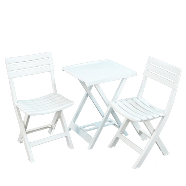 Europa Leisure BORETTO Folding Table With 2 BRESCIA Chairs Set White