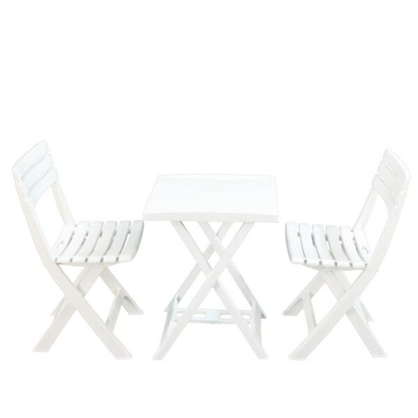 Europa Leisure BORETTO Folding Table With 2 BRESCIA Chairs Set White