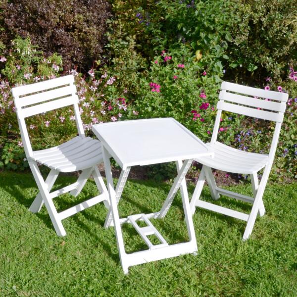 europa leisure BORETTO Folding Table with 2 BRESCIA Chairs Set White