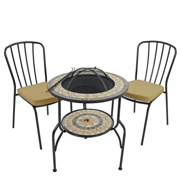 Europa Leisure Brava Fire Pit 60cm Set With 2 Milan Chairs