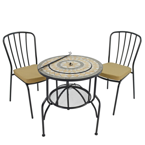 Europa Leisure Brava Fire Pit 60cm Set With 2 Milan Chairs
