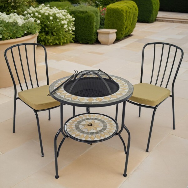 europa leisure Brava Fire Pit 60cm Set with 2 Milan Chairs