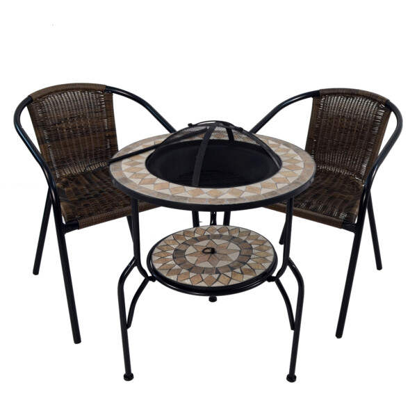 Europa Leisure Brava Fire Pit 60cm Set With 2 San Remo Chairs