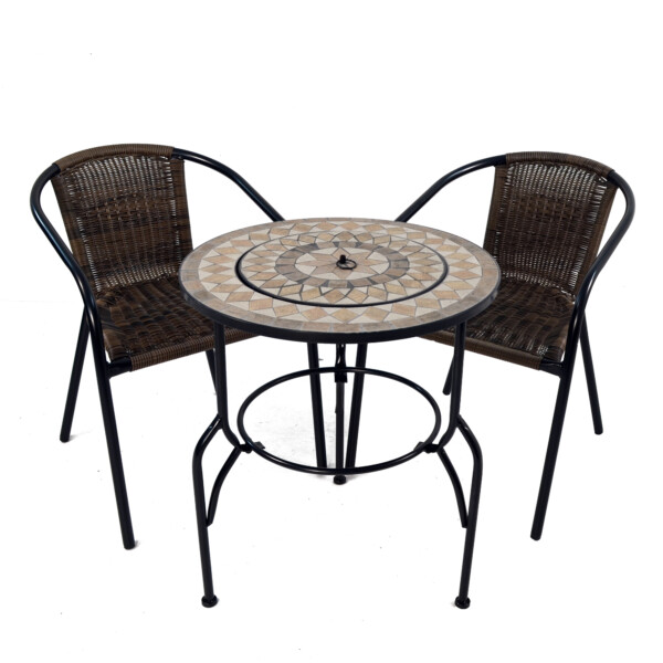 Europa Leisure Brava Fire Pit 60cm Set With 2 San Remo Chairs