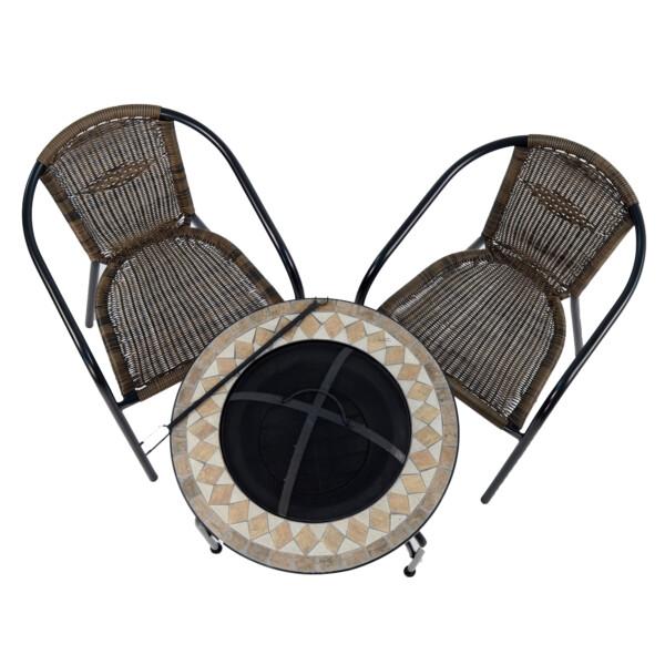 Europa Leisure Brava Fire Pit 60cm Set With 2 San Remo Chairs
