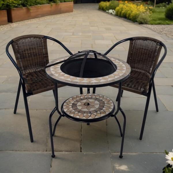 europa leisure Brava Fire Pit 60cm Set with 2 San Remo Chairs
