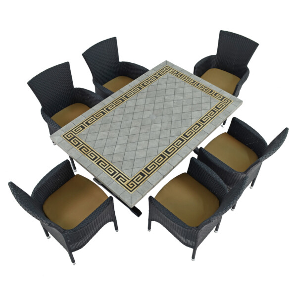 Europa Leisure BURLINGTON Dining Table With 6 STOCKHOLM Black Chairs Set