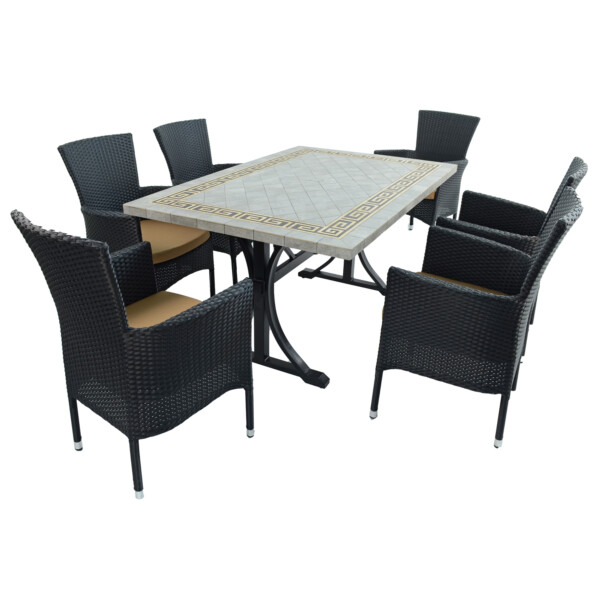 Europa Leisure BURLINGTON Dining Table With 6 STOCKHOLM Black Chairs Set