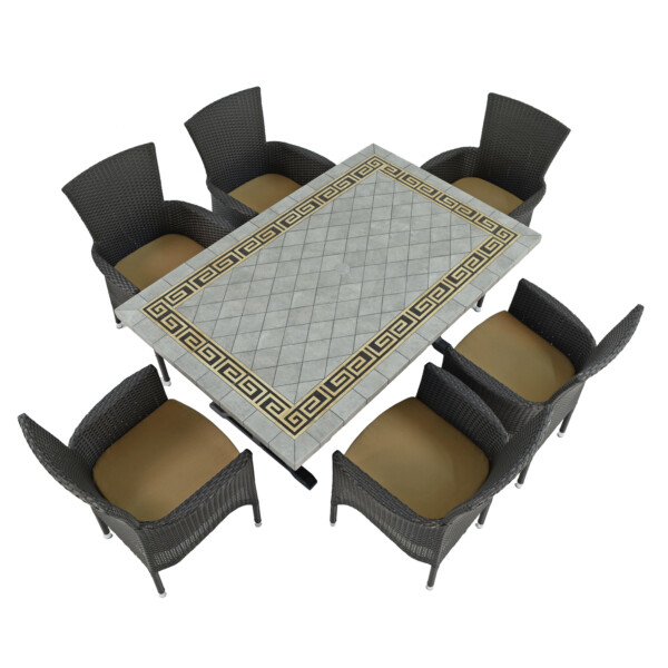 Europa Leisure BURLINGTON Dining Table With 6 STOCKHOLM Brown Chairs Set