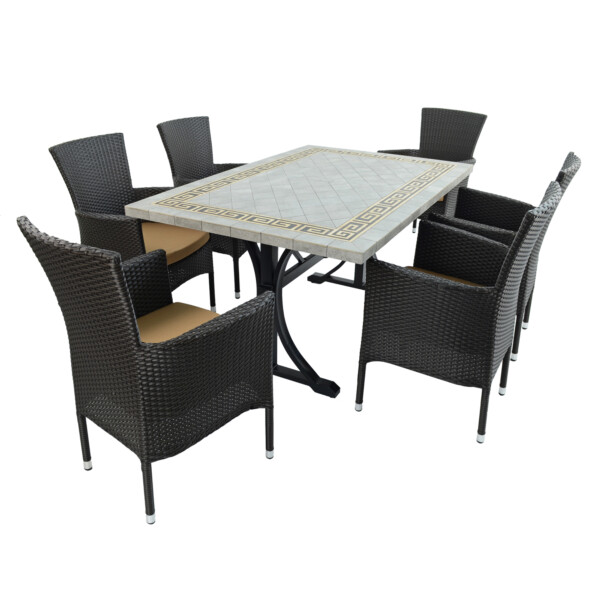 Europa Leisure BURLINGTON Dining Table With 6 STOCKHOLM Brown Chairs Set