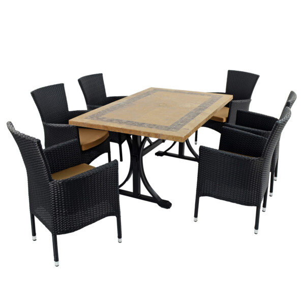 Europa Leisure CHARLESTON Dining Table With 6 STOCKHOLM Black Chairs Set