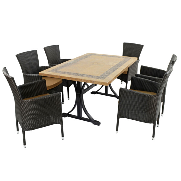 Europa Leisure CHARLESTON Dining Table With 6 STOCKHOLM Brown Chairs Set