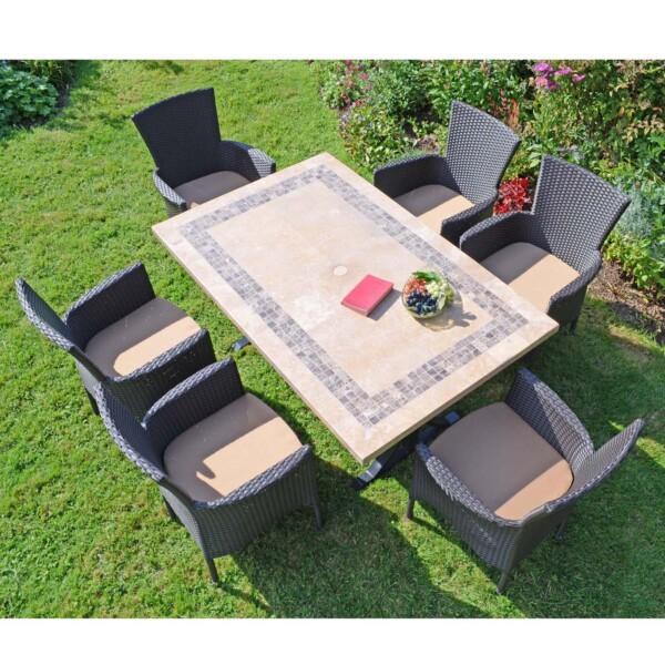 europa leisure CHARLESTON Dining Table with 6 STOCKHOLM Brown Chairs Set