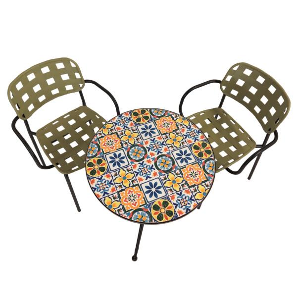 Europa Leisure Cuba Bistro 60cm Table With Karin Chairs In Green & Black