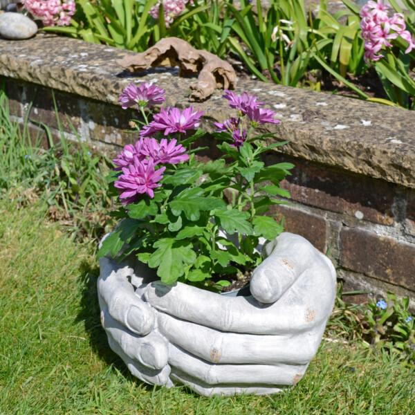 europa leisure Cupped Hands Planter - weathered stone effect - Europa Leisure (UK)