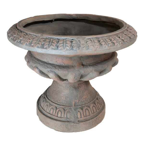 Europa Leisure Fluted Urn Low 28cm Weathered Dark Stone Effect