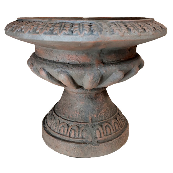 Europa Leisure Fluted Urn Low 28cm Weathered Dark Stone Effect