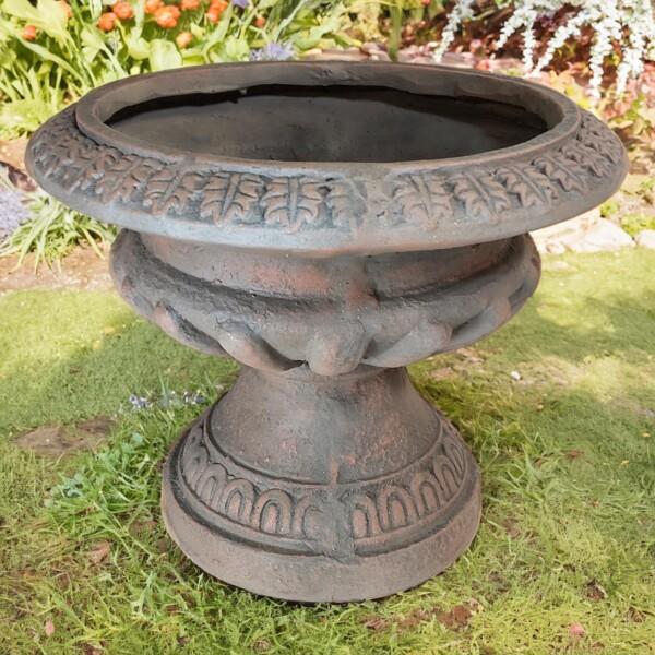 europa leisure Fluted Urn Low 28cm Weathered Dark Stone Effect europa leisure Fluted Urn Low 28cm Weathered Dark Stone Effect
